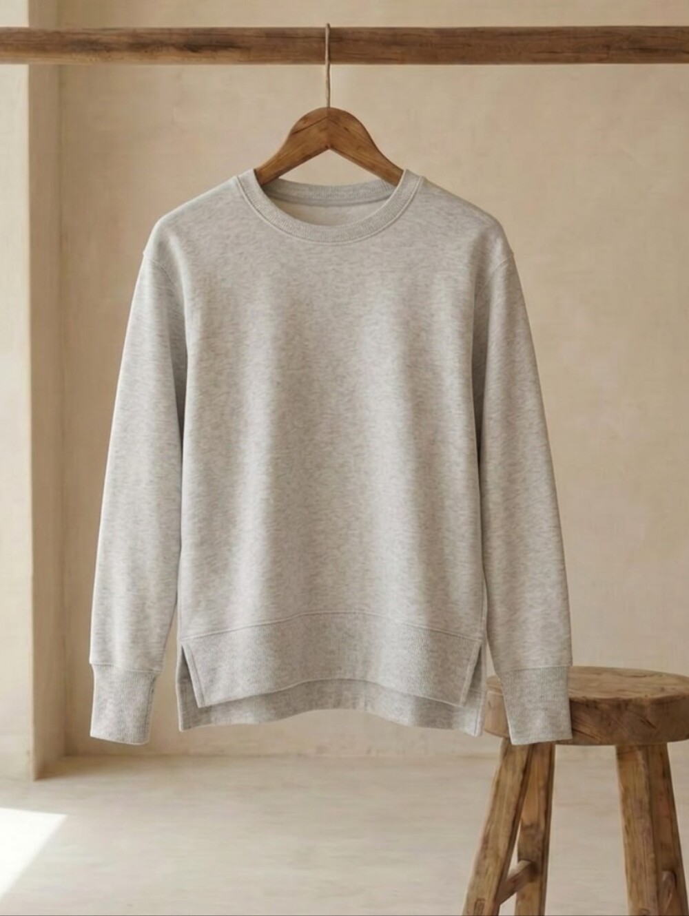 90 Degree By Reflex Light Gray Crew Neck Sweater